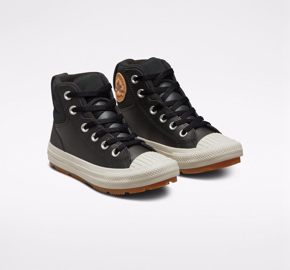 Black / Black / Pale Putty Boys' Converse Leather Chuck Taylor All Star Berkshire Boot Color Little Kids High Tops  India |  CZVR-61290