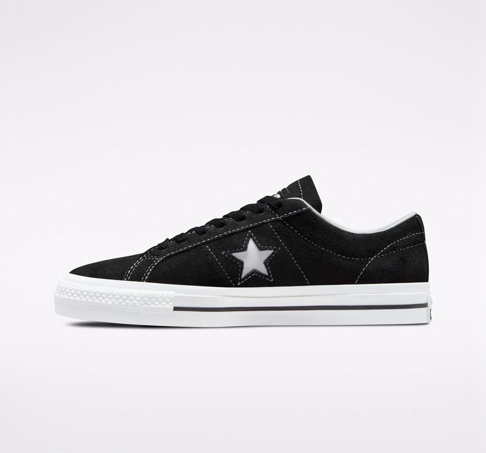 Black / Black / White Men's Converse Cons One Star Pro Suede Skate Low Tops  India |  BADQ-09762