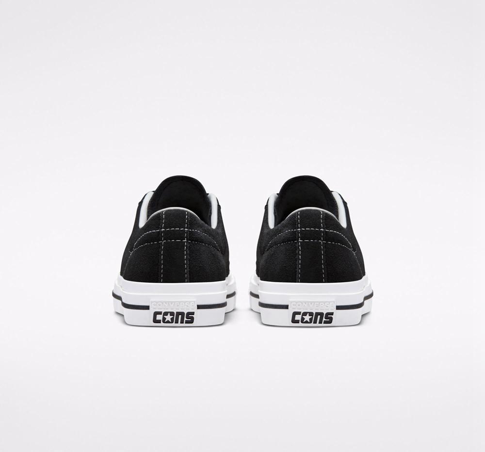 Black / Black / White Men's Converse Cons One Star Pro Suede Skate Low Tops  India |  BADQ-09762