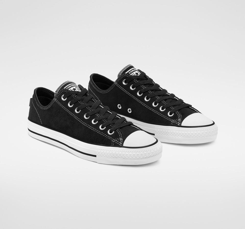 Black / Black / White Men's Converse Cons Chuck Taylor All Star Pro Suede Skate Low Tops  India |  ILPO-47325