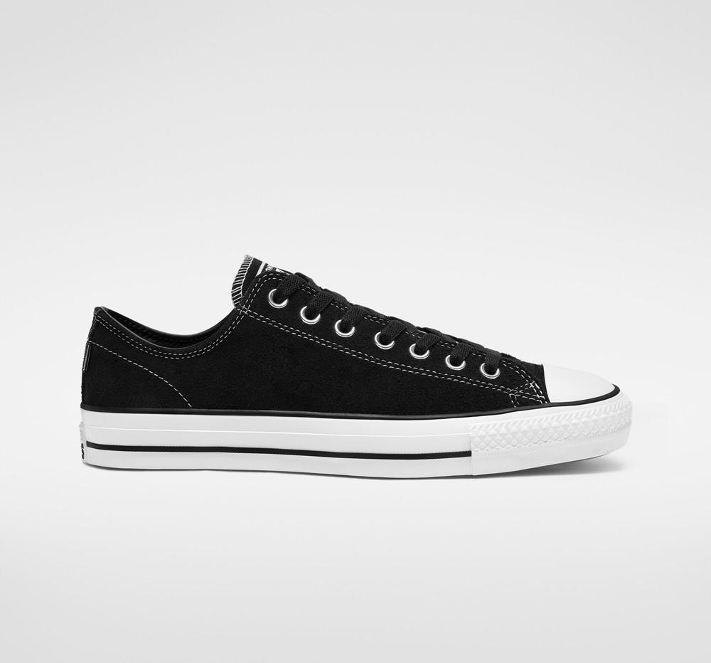 Black / Black / White Men\'s Converse Cons Chuck Taylor All Star Pro Suede Skate Low Tops  India |  ILPO-47325