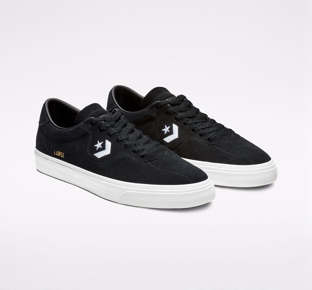 Black / Black / White Men's Converse Cons Louie Lopez Pro Skate Low Tops  India |  SYEH-02749