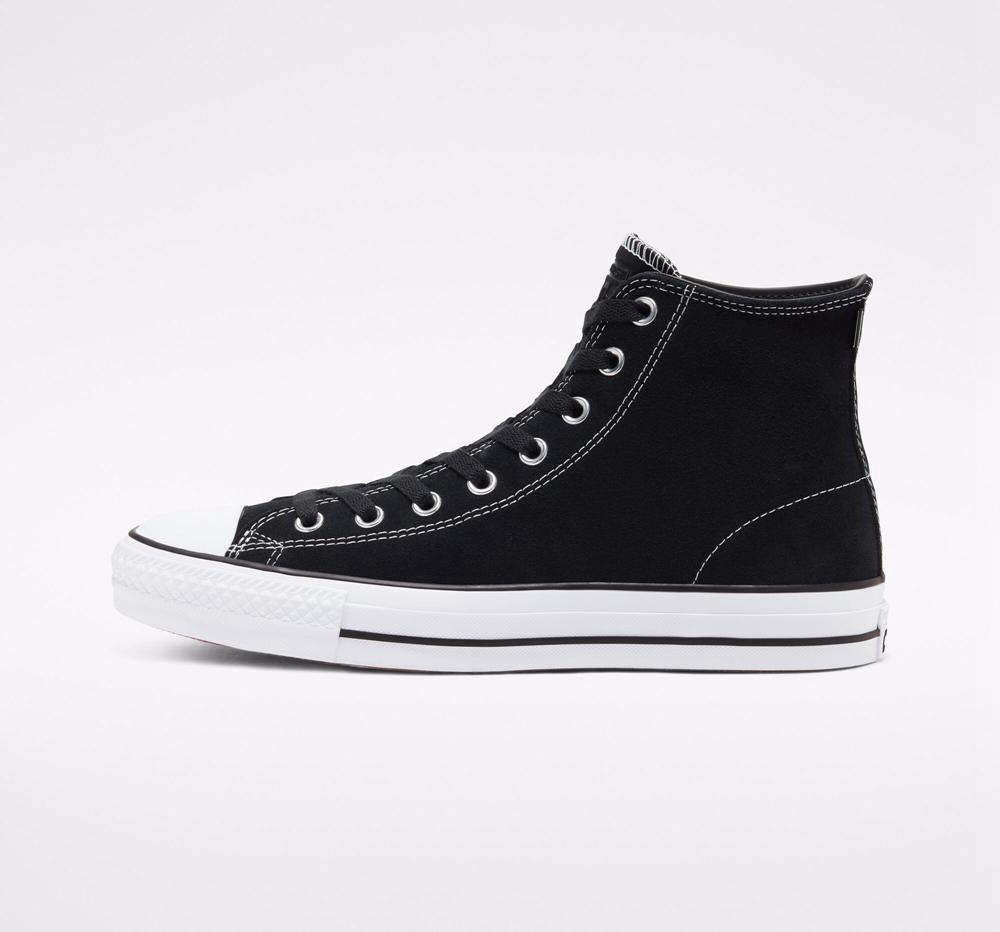 Black / Black / White Men's Converse Cons Chuck Taylor All Star Pro Suede Skate High Tops  India |  YXJV-71429