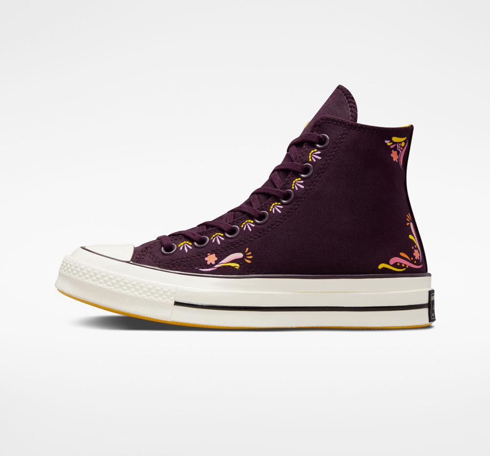 Black Cherry / Amarillo Men's Converse Chuck 70 D%C3%Ada De Muertos Unisex High Tops  India |  ZNHE-72906