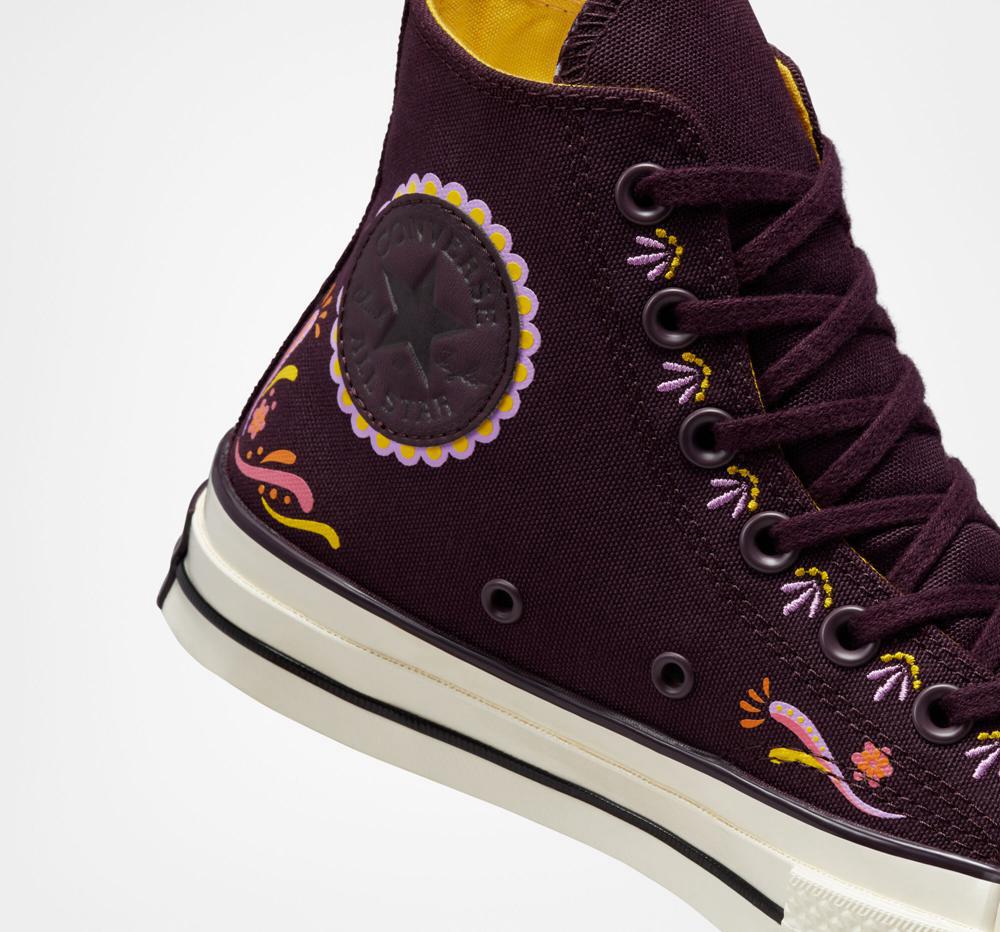 Black Cherry / Amarillo Men's Converse Chuck 70 D%C3%Ada De Muertos Unisex High Tops  India |  ZNHE-72906