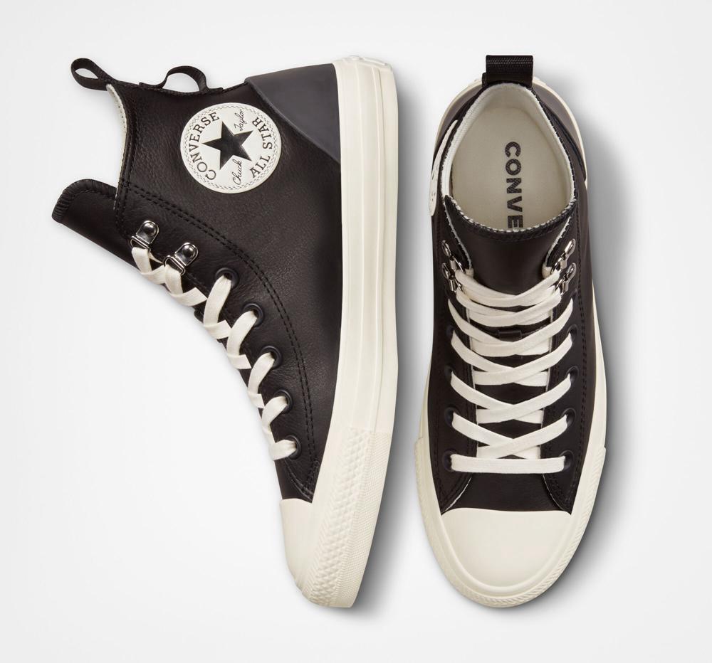 Black / Egret / Almost Black Women's Converse Chuck Taylor All Star Leather Hike High Tops  India |  ZJOK-18274