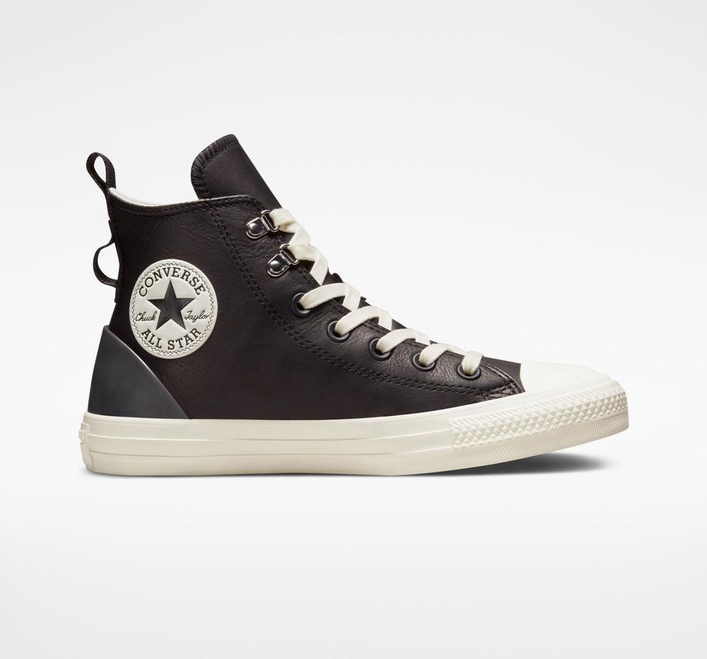 Black / Egret / Almost Black Women\'s Converse Chuck Taylor All Star Leather Hike High Tops  India |  ZJOK-18274