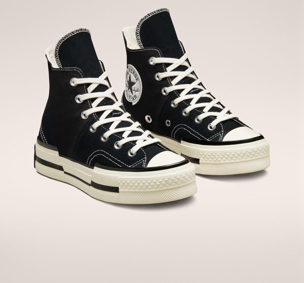 Black / Egret / Black Men's Converse Chuck 70 Plus Unisex High Top Platform Shoes  India |  UGBR-24871