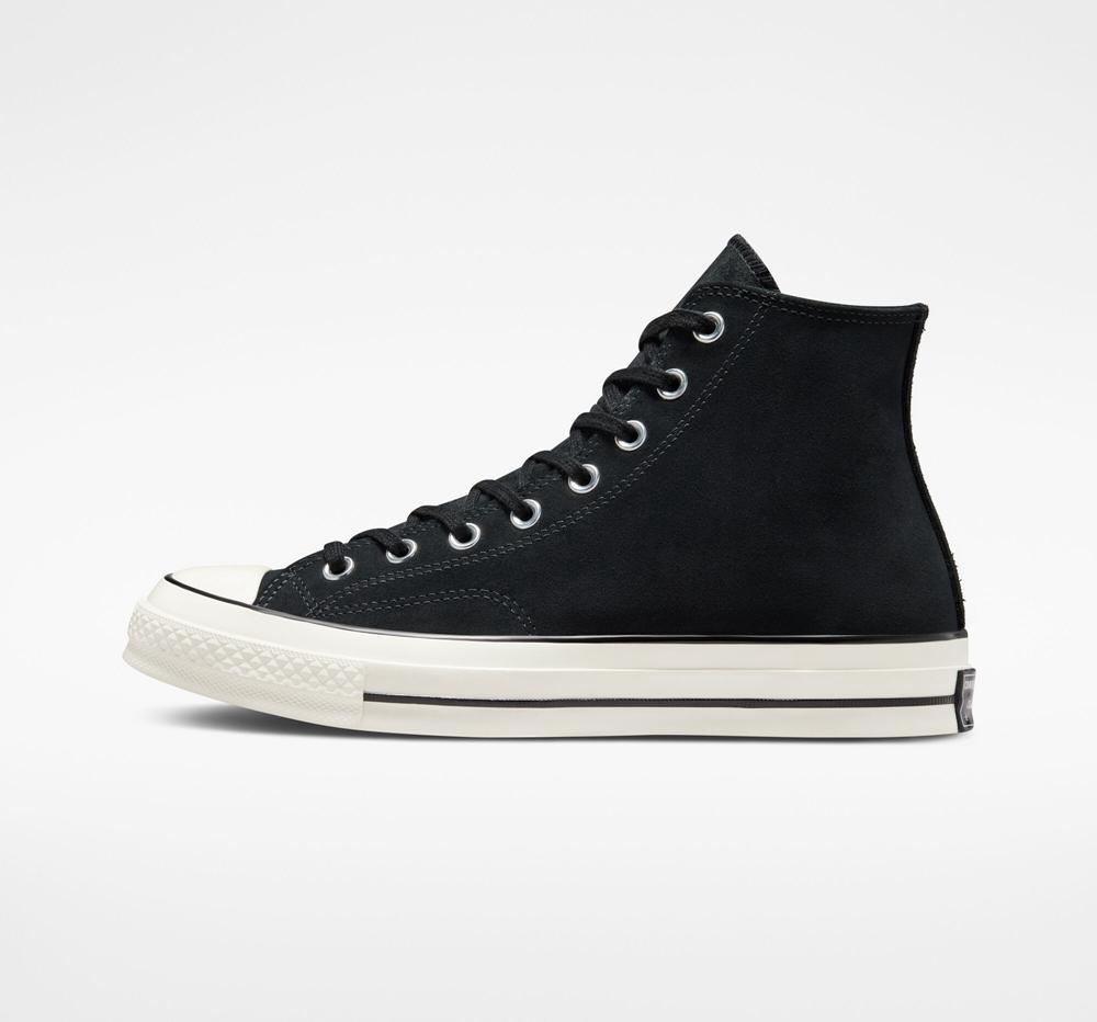 Black / Egret / Black Men's Converse Chuck 70 Suede Unisex High Tops  India |  WDCT-86971