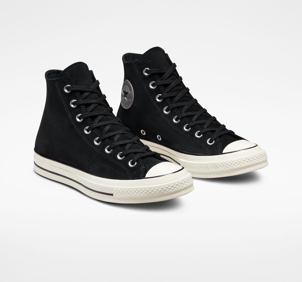 Black / Egret / Black Men's Converse Chuck 70 Suede Unisex High Tops  India |  WDCT-86971