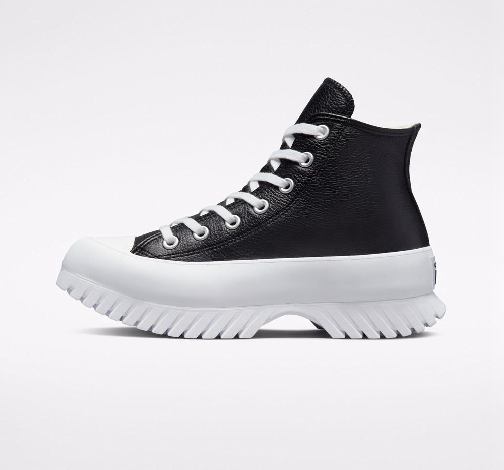 Black / Egret / White Men's Converse Chuck Taylor All Star Lugged 2.0 Leather Unisex Boots  India |  AINB-02617