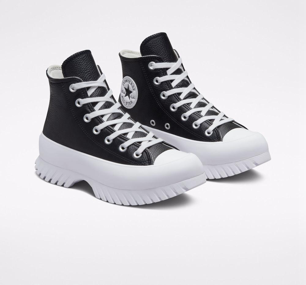 Black / Egret / White Men's Converse Chuck Taylor All Star Lugged 2.0 Leather Unisex Boots  India |  AINB-02617