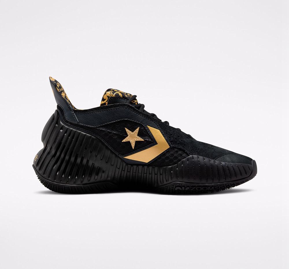 Black / Gold / Black Men\'s Converse All Star Bb Prototype Cx Gold Detail Basketball Low Tops  India |  JWAF-73810