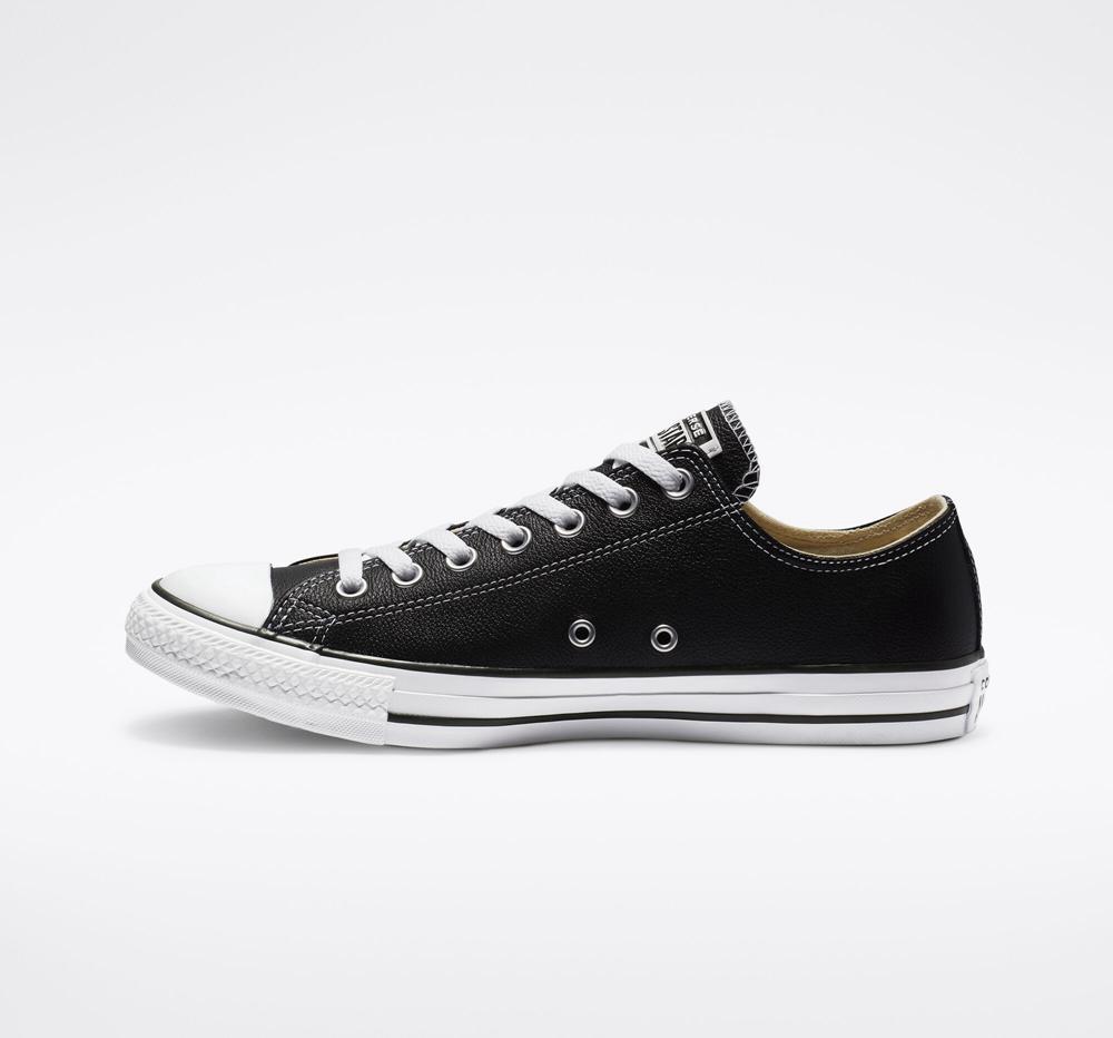 Black Men's Converse Chuck Taylor All Star Leather Unisex Low Tops  India |  KXFC-23841