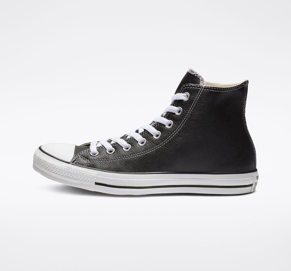 Black Men's Converse Chuck Taylor All Star Leather Unisex High Tops  India |  QOWR-10294