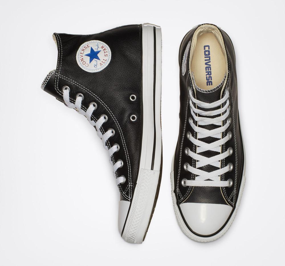 Black Men's Converse Chuck Taylor All Star Leather Unisex High Tops  India |  QOWR-10294