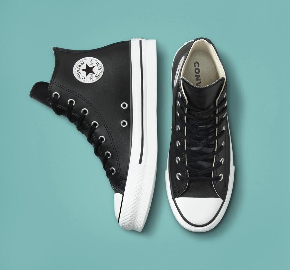 Black / Natural Ivory / White Boys' Converse Chuck Taylor All Star Lift Platform Leather Big Kids High Tops  India |  ELQO-46081