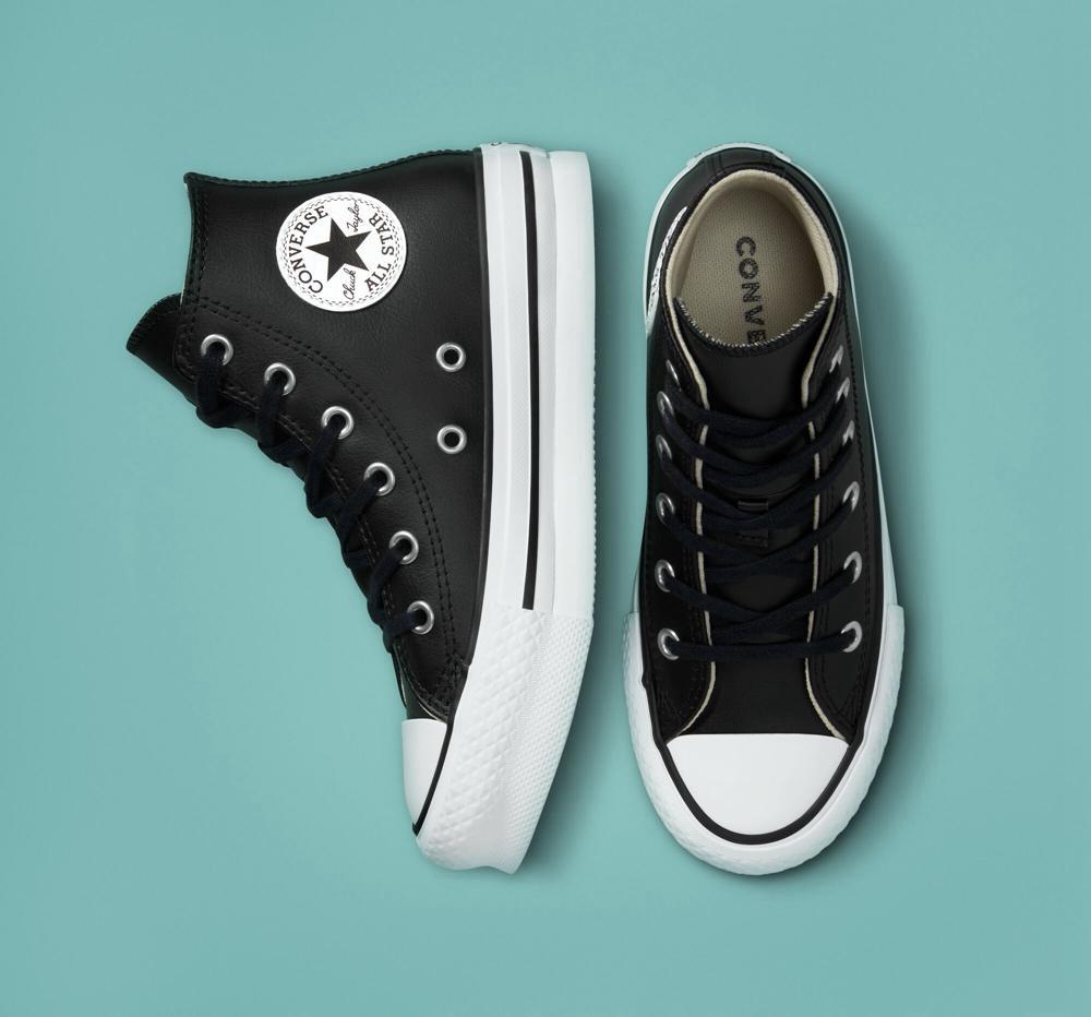 Black / Natural Ivory / White Boys' Converse Chuck Taylor All Star Lift Platform Leather Little Kids High Tops  India |  MNYV-13402