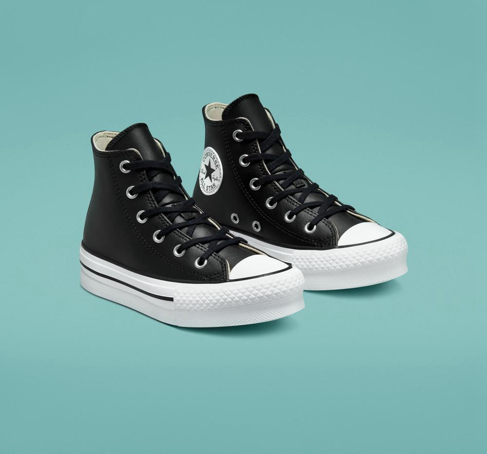 Black / Natural Ivory / White Girls' Converse Chuck Taylor All Star Lift Platform Leather Little Kids High Tops  India |  BIUN-17649