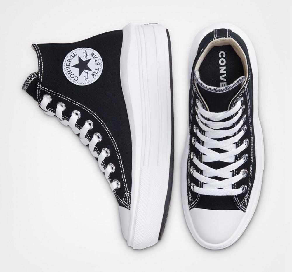 Black / Natural Ivory / White Women's Converse Chuck Taylor All Star Move High Top Platform Shoes  India |  OGJH-08174