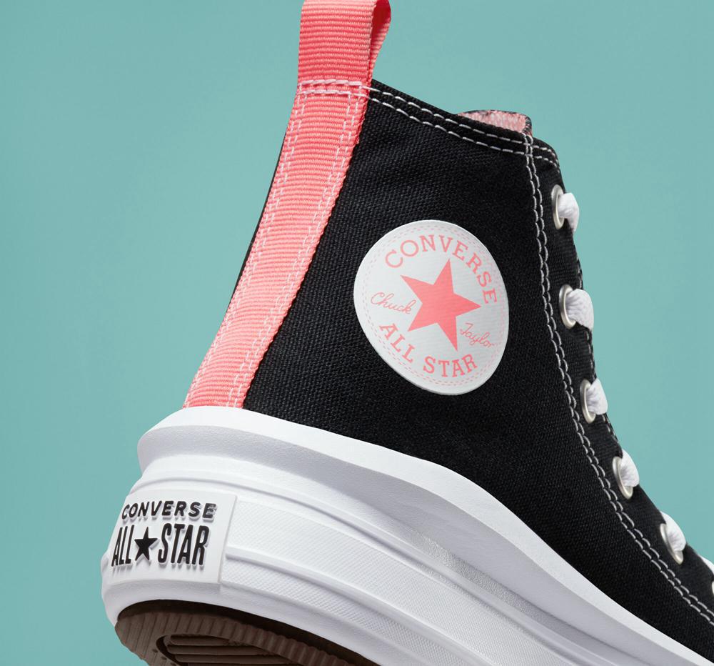 Black / Pink Salt / White Girls' Converse Chuck Taylor All Star Move Platform Little Kids High Tops  India |  FCZT-62903