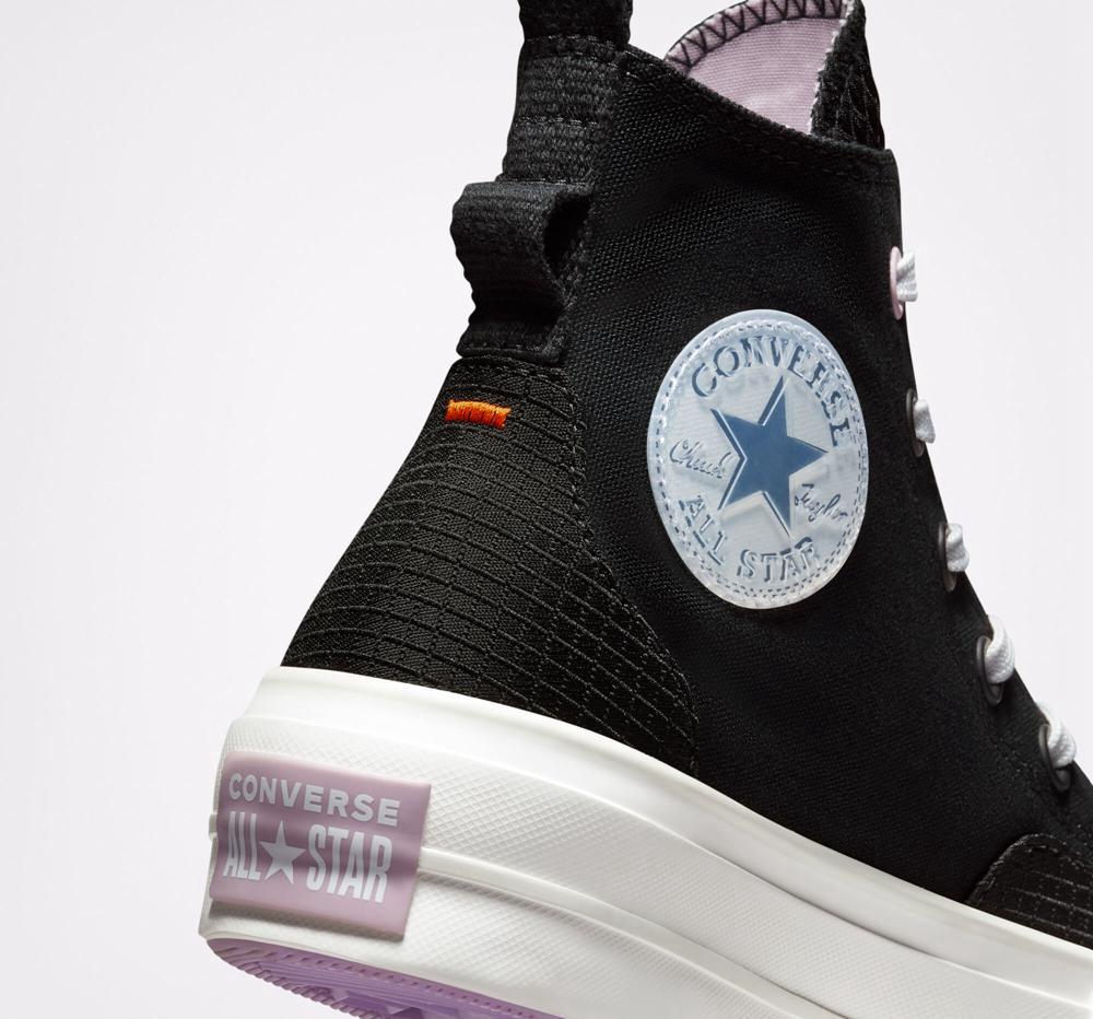 Black / Pixel Purple Women's Converse Chuck Taylor All Star Lift Future Utility High Top Platform Shoes  India |  ETHY-46325