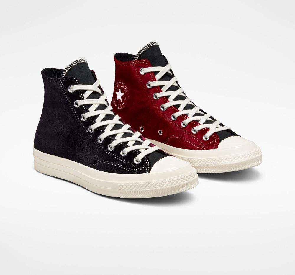 Black / Red / Egret Men's Converse Chuck 70 Beyond Retro Velvet Unisex High Tops  India |  QELV-82795