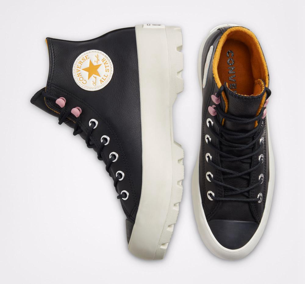 Black / Saffron Yellow / Egret Women's Converse Chuck Taylor All Star Lugged Winter High Tops  India |  SUNZ-48593