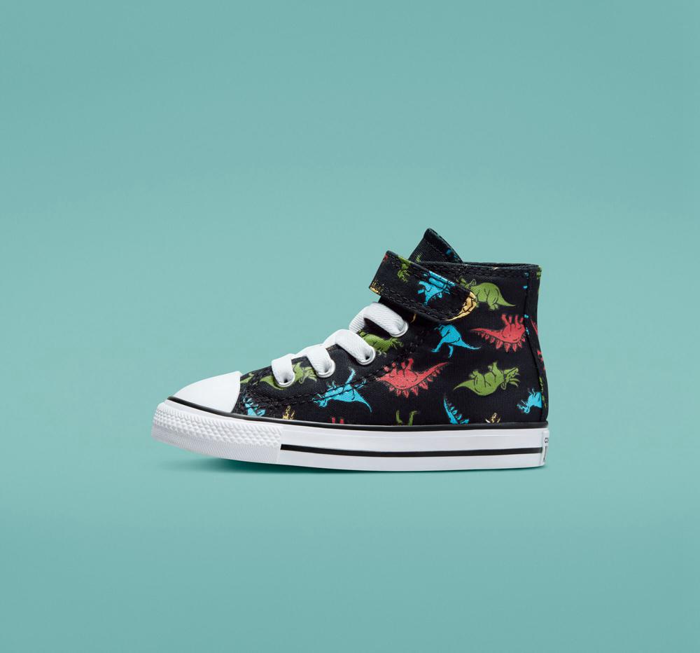 Black / Soft Red / Baltic Blue Boys' Converse Chuck Taylor All Star Easy On Dinosaurs Toddler High Tops  India |  WCNI-61923