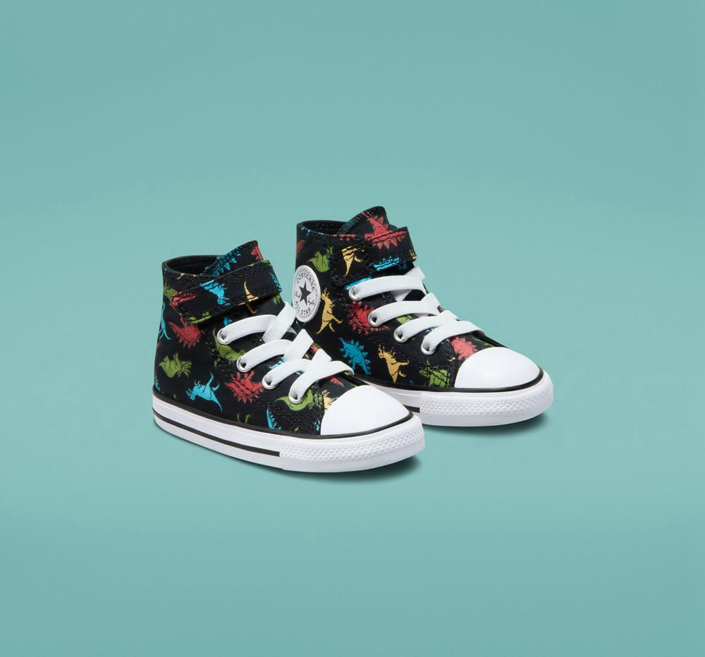 Black / Soft Red / Baltic Blue Boys' Converse Chuck Taylor All Star Easy On Dinosaurs Toddler High Tops  India |  WCNI-61923