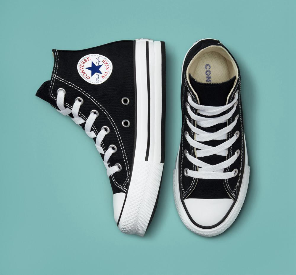 Black / White / Black Girls' Converse Chuck Taylor All Star Lift Platform Little Kids High Tops  India |  XSEV-03849