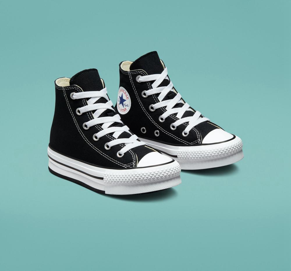 Black / White / Black Girls' Converse Chuck Taylor All Star Lift Platform Little Kids High Tops  India |  XSEV-03849