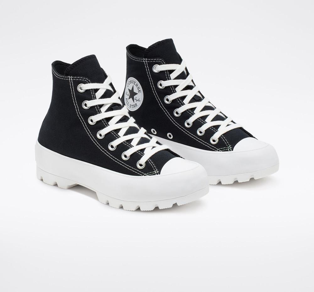 Black / White / Black Women's Converse Chuck Taylor All Star Lugged Boots  India |  GWVY-32416