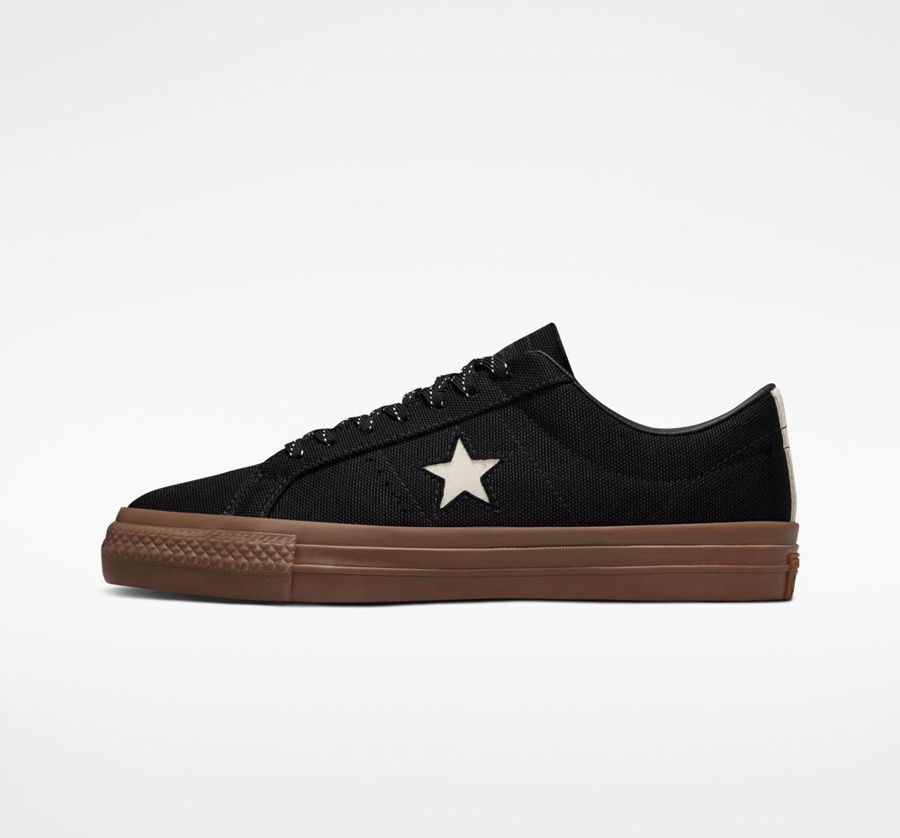 Black / White / Dark Gum Men's Converse One Star Pro Cordura Canvas Skate Low Tops  India |  IKZQ-83761