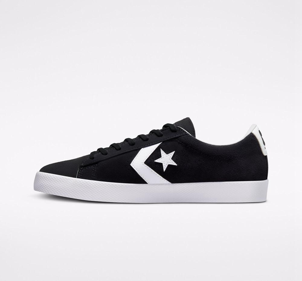 Black / White / White Men's Converse Cons Pl Vulc Pro Suede Skate Low Tops  India |  QMNB-19237