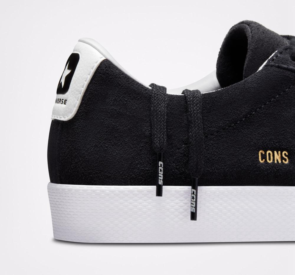 Black / White / White Men's Converse Cons Pl Vulc Pro Suede Skate Low Tops  India |  QMNB-19237