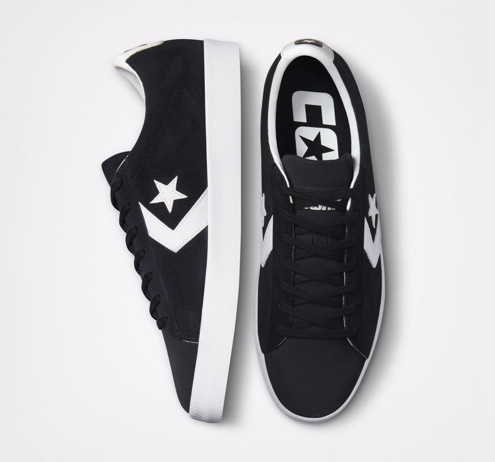 Black / White / White Men's Converse Cons Pl Vulc Pro Suede Skate Low Tops  India |  QMNB-19237