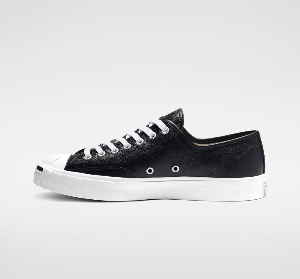 Black / White / White Men's Converse Jack Purcell Leather Unisex Low Tops  India |  HXJU-78924