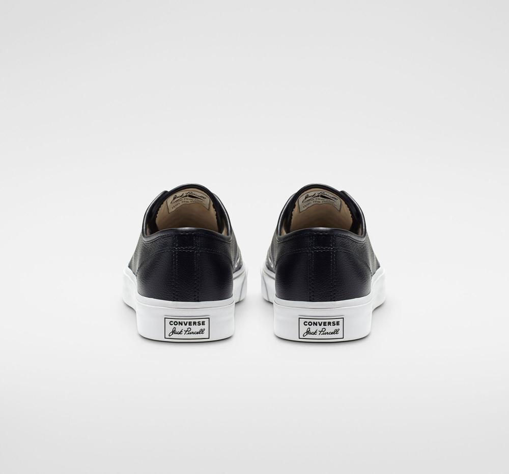 Black / White / White Men's Converse Jack Purcell Leather Unisex Low Tops  India |  HXJU-78924