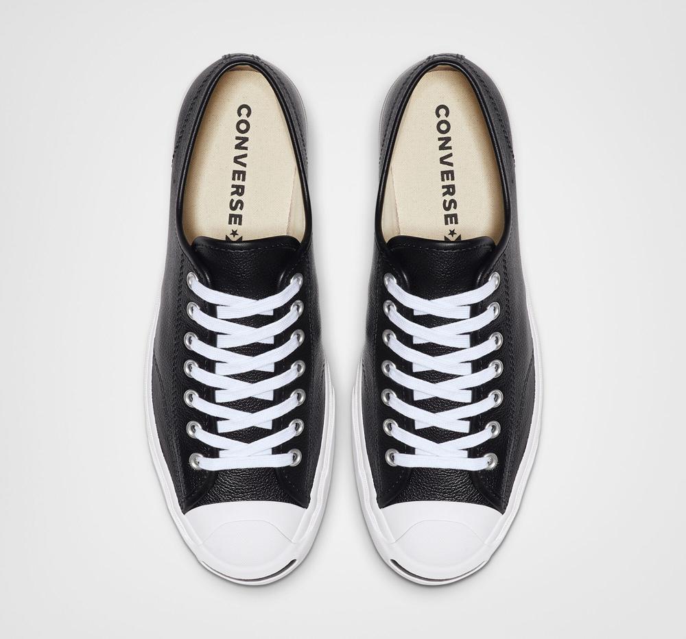 Black / White / White Men's Converse Jack Purcell Leather Unisex Low Tops  India |  HXJU-78924