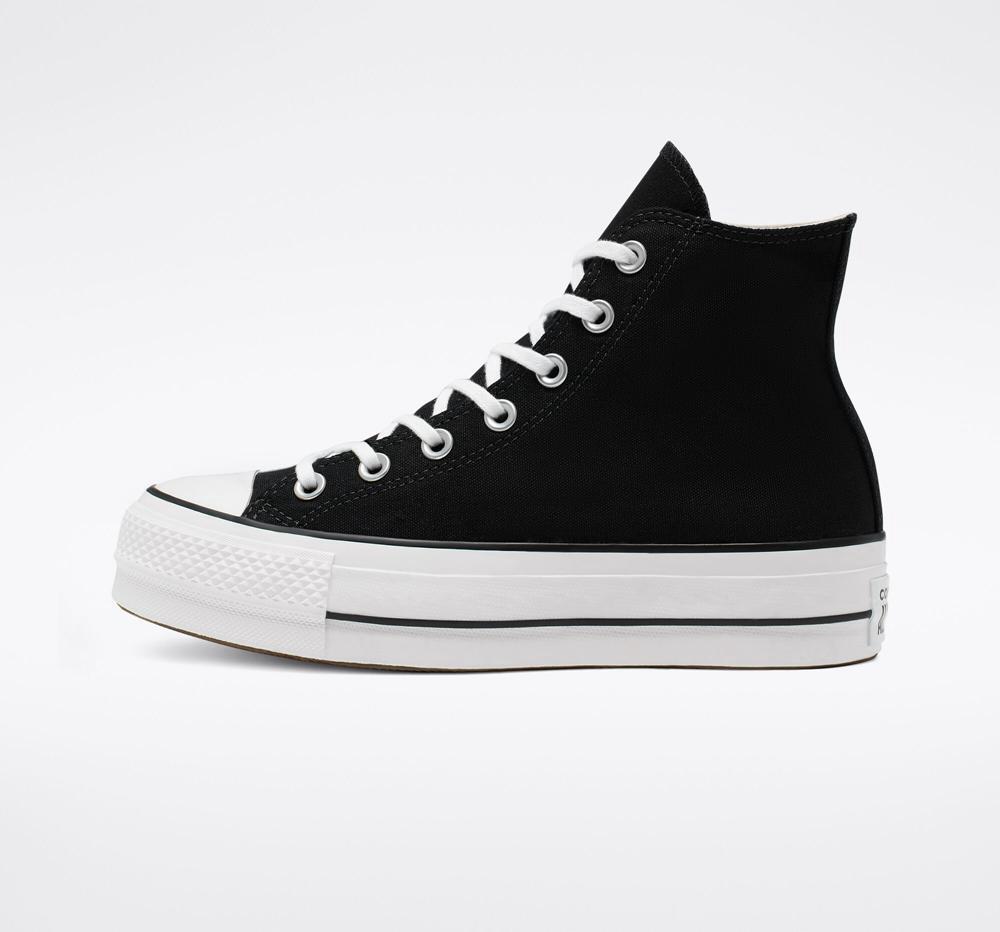 Black / White / White Women's Converse Chuck Taylor All Star Lift Platform Canvas High Tops  India |  BIHQ-08639