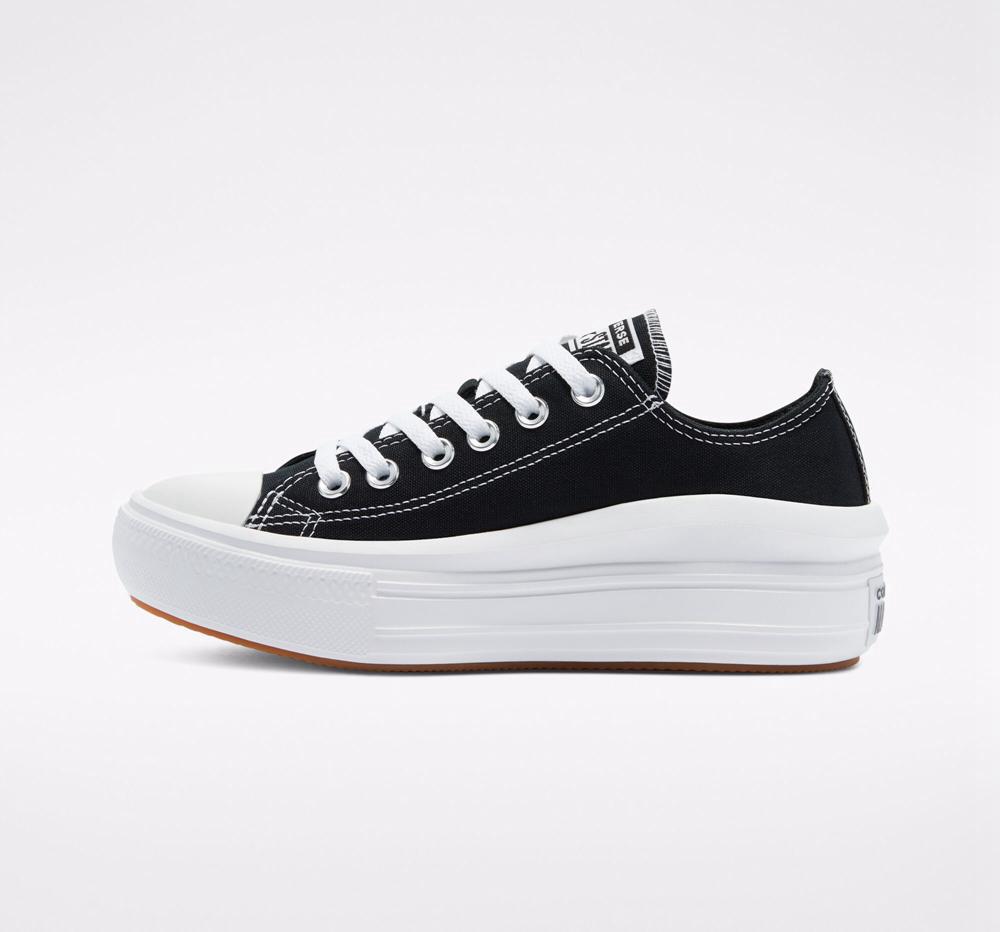 Black / White / White Women's Converse Chuck Taylor All Star Move Platform Low Tops  India |  BYUW-84359