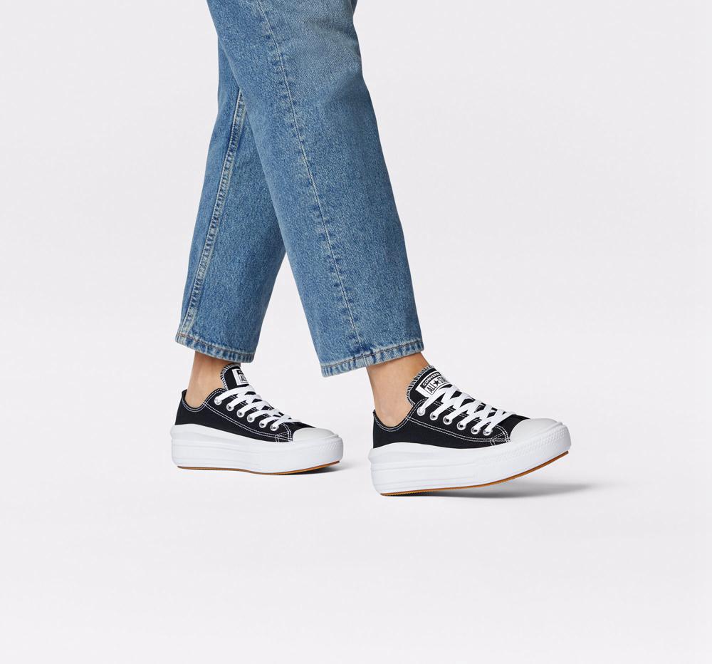 Black / White / White Women's Converse Chuck Taylor All Star Move Platform Low Tops  India |  BYUW-84359