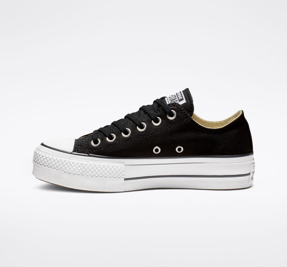 Black / White / White Women's Converse Chuck Taylor All Star Lift Platform Canvas Low Tops  India |  KCOA-54793