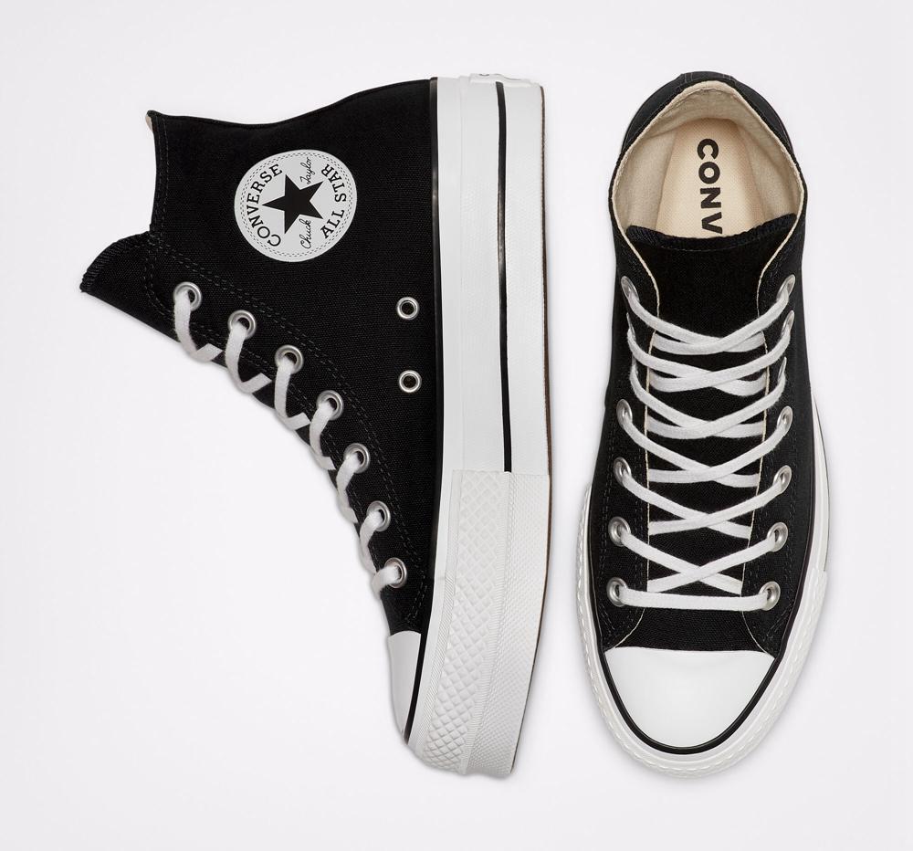 Black / White / White Women's Converse Chuck Taylor All Star Lift Canvas High Top Platform Shoes  India |  XKJQ-91478