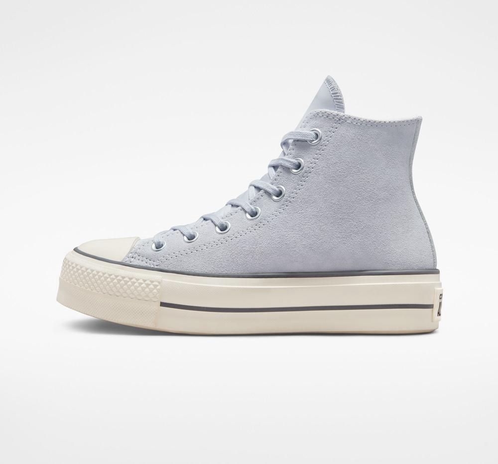 Blue Gravel / Iron Grey / Egret Women's Converse Chuck Taylor All Star Lift Suede High Top Platform Shoes  India |  FOQU-40382