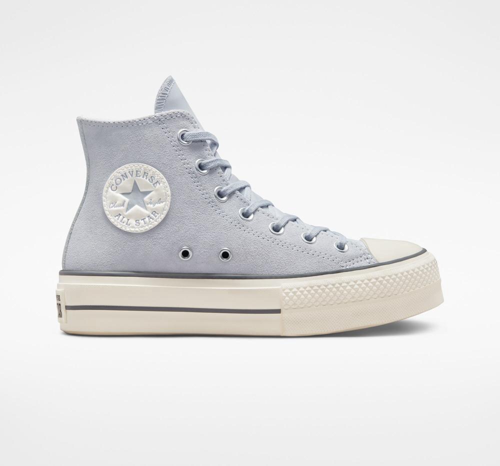 Blue Gravel / Iron Grey / Egret Women\'s Converse Chuck Taylor All Star Lift Suede High Top Platform Shoes  India |  FOQU-40382