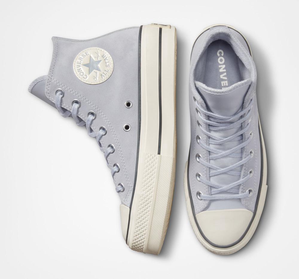 Blue Gravel / Iron Grey / Egret Women's Converse Chuck Taylor All Star Lift Platform Suede High Tops  India |  RJYL-90412