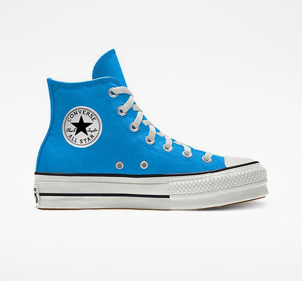 Blue Hero Women\'s Converse Custom Chuck Taylor All Star Lift Canvas By You Unisex High Top Platform Shoes  India |  HXCU-35819