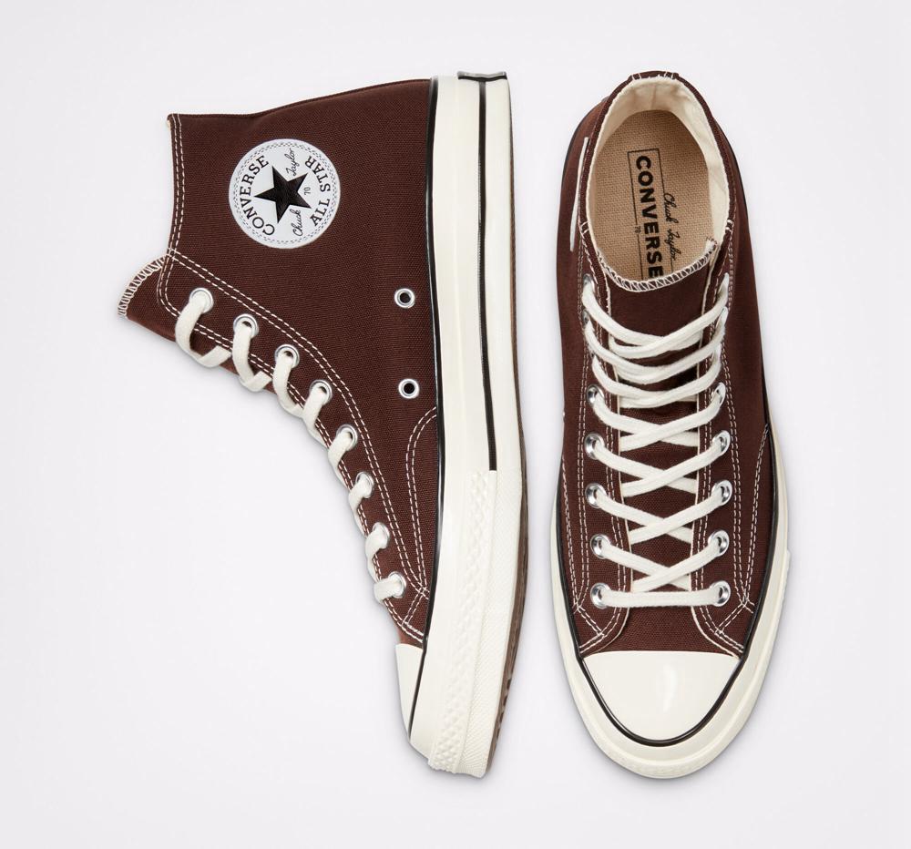 Brown Dark Root / Black / Egret Men's Converse Chuck 70 Vintage Canvas Unisex High Tops  India |  CGUW-82736